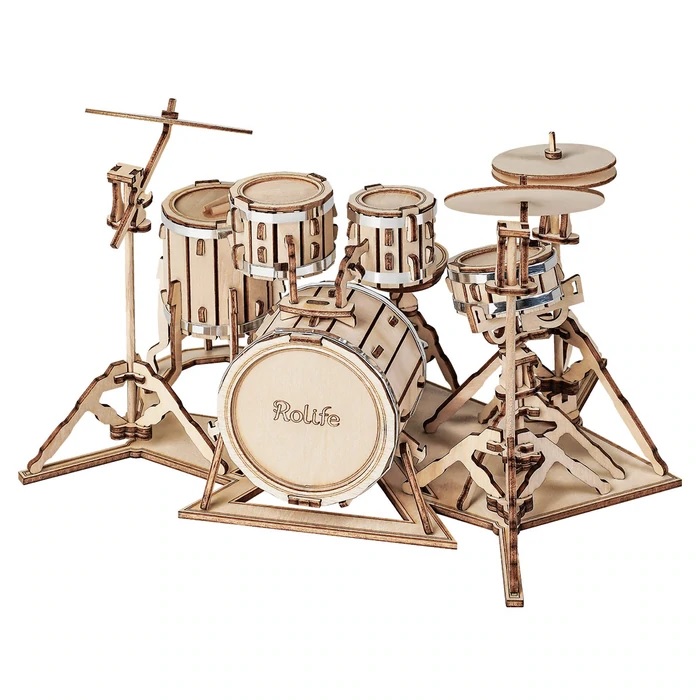 Robotime - DIY - Drum Kit (DIY 3D Puzzle 19 x 13.5 x 11 cm) Schlagzeug-/bilder/big/9190546_1.jpg