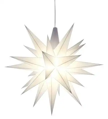 11111Herrnhuter Stern A1e Ø 13 cm Kunststoffstern inkl. LED - weiß Wunderschöner und sehr hochwertiger Weihnachtsstern für Innen und Außen - das Original mit 25 Zacken