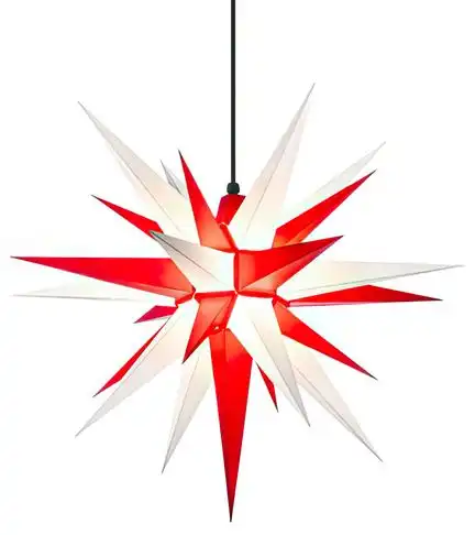 Herrnhuter Stern A7 Ø 68 cm Kunststoffstern - weiß/rot Wunderschöner und sehr hochwertiger Weihnachtsstern für Innen und Außen - das Original mit 25 Zacken