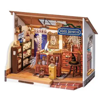 Robotime - DIY Miniaturhaus - Kiki*s Magic Emporium (DIY House - 21.5 x 13.3 x 17.5 cm) Kiki*s Zauberladen (Holzbausatz)