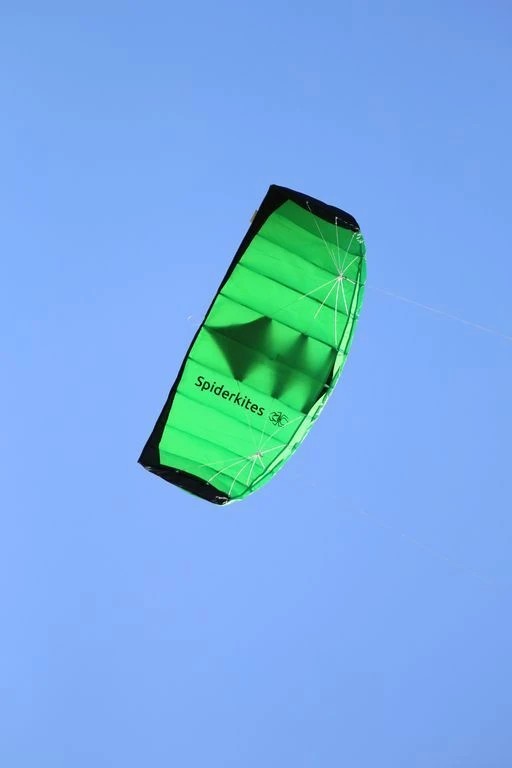 Spiderkites Amigo 1.75  Zweileiner-Lenkdrachen (Lenkmatte/Parafoil/2-Leiner) rtf (flugfertig) 175 cm x 61 cm grün