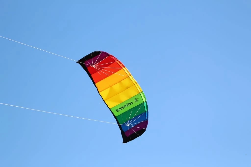 Spiderkites Amigo 1.75  Zweileiner-Lenkdrachen (Lenkmatte/Parafoil/2-Leiner) rtf (flugfertig) 175 cm x 61 cm rainbow