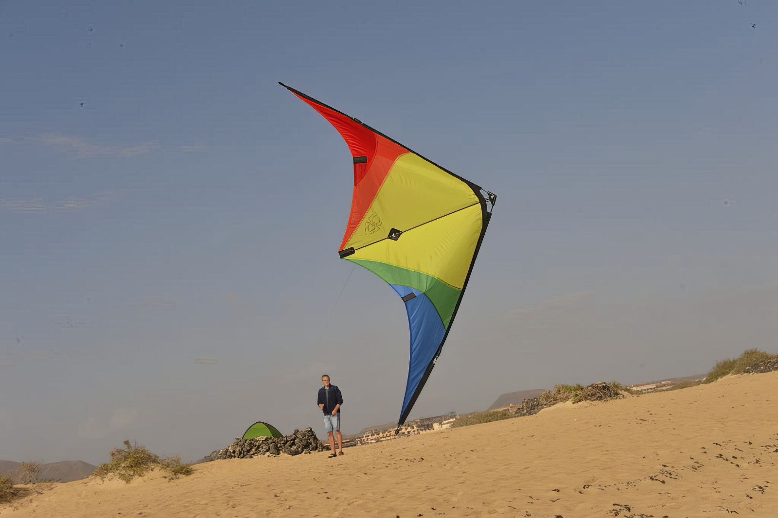 Spiderkites Buddy - Zweileiner-Lenkdrachen/Stabdrachen (2-Leiner) rtf (flugfertig) 123 cm x 55 cm Gfk-Gestänge rainbow