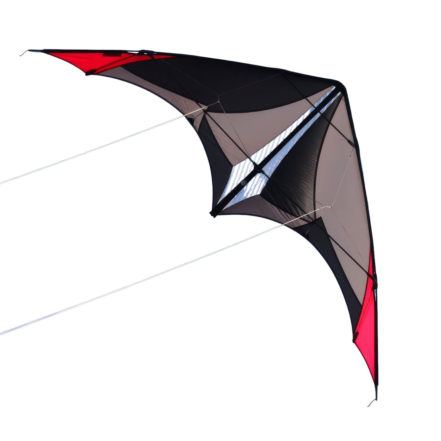 Spiderkites Janus Zweileiner-Lenkdrachen/Stabdrachen/Trickdrachen (2-Leiner) rtf - 196 cm x 82 cm 6  mm CFK-Gestänge anthrazit/rot