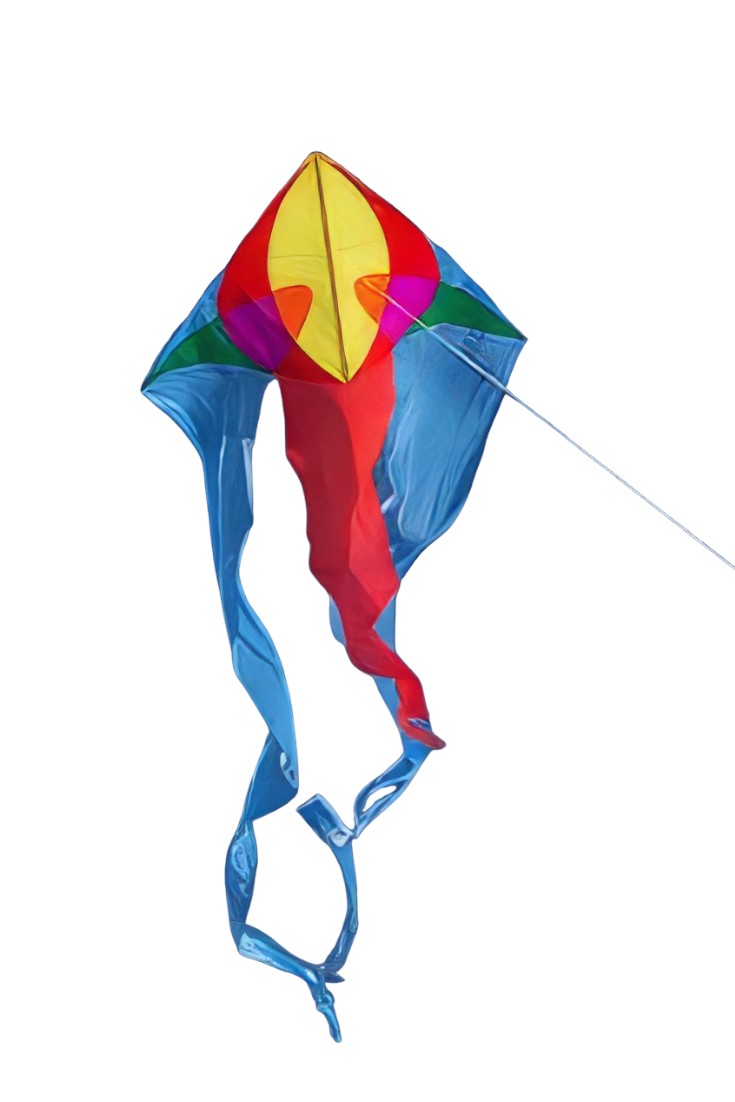 Spiderkites Flux Delta red Einleiner-Lenkdrachen (1-Leiner) rtf (flugfertig) 200 cm x 600 cm Gfk-Gestänge rot/blau/gelb