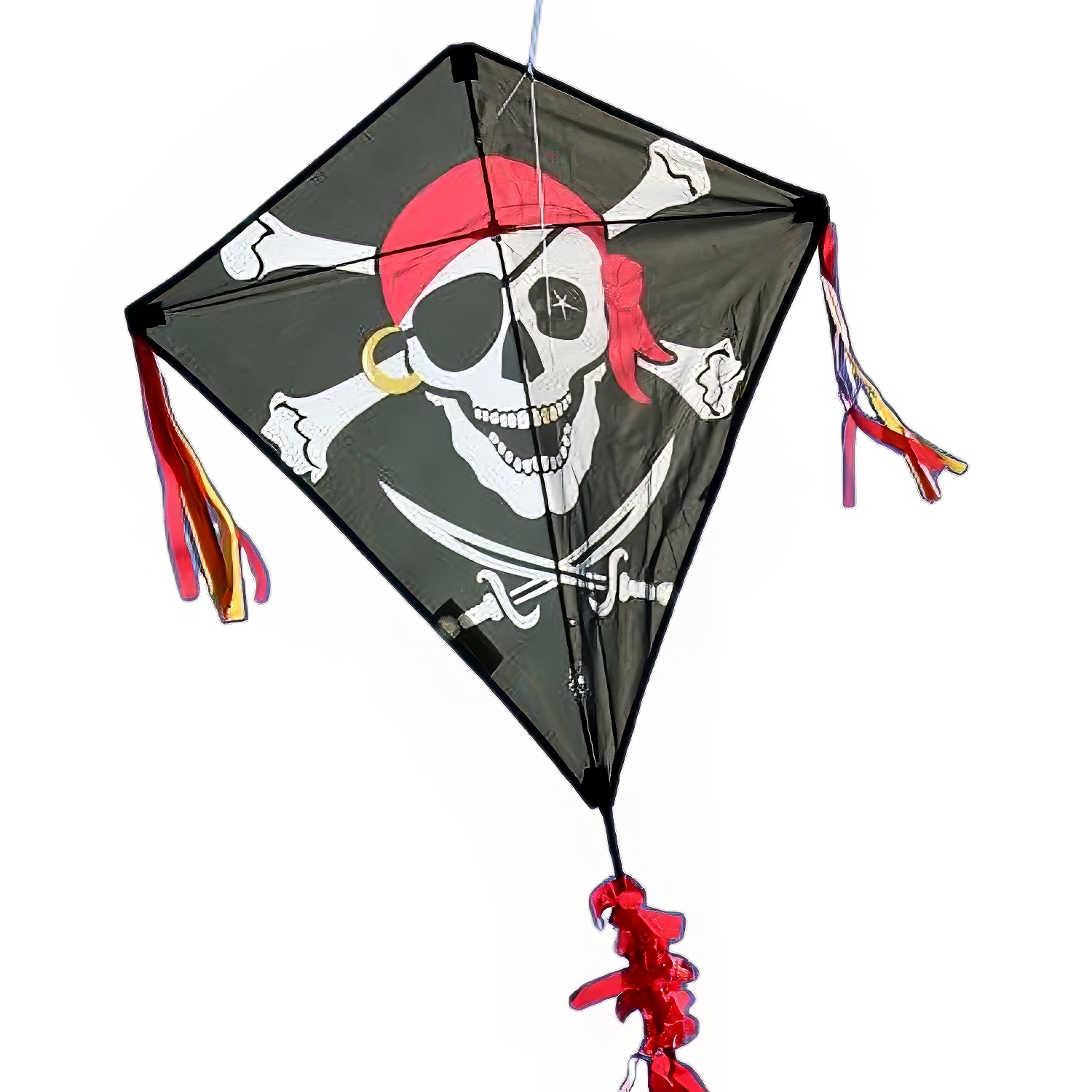 Spiderkites - Einleiner-Drachen/Kinderdrachen (Mini Eddy/1-Leiner) rtf (flugfertig) Jolly Roger Pirat Mini 50 cm x 50 cm bunt