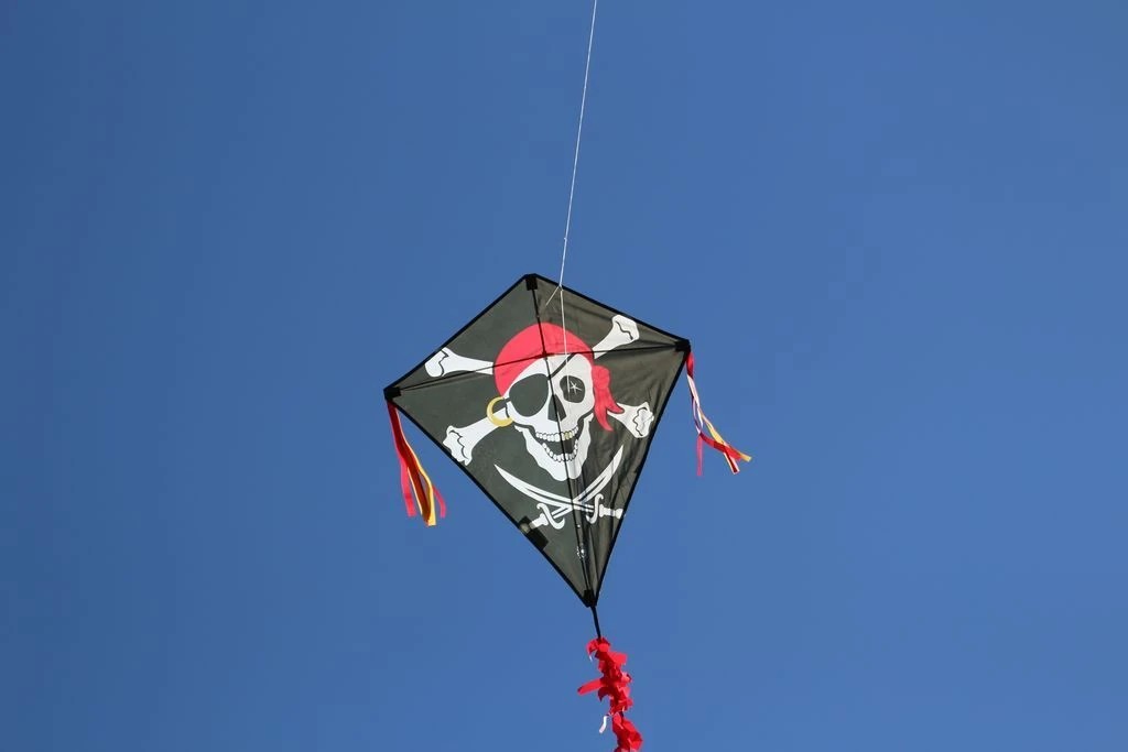 Spiderkites - Einleiner-Drachen/Kinderdrachen (Mini Eddy/1-Leiner) rtf (flugfertig) Jolly Roger Pirat Mini 50 cm x 50 cm bunt