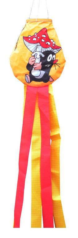 kleiner Windsack (Windfänger) - fröhliche Windrabauken Maulwurf 16 cm x 14 cm x 60 cm "Fliegenpilz"