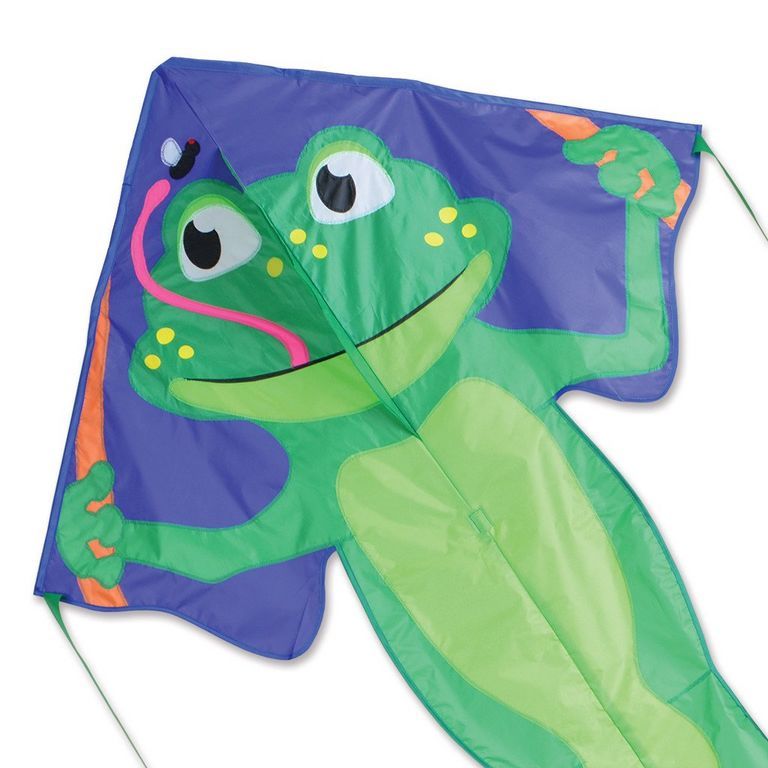 Premier Kites Delta Large Easy Flyer Kite - Einleiner-Drachen/Kinderdrachen (1-Leiner) rtf (flugfertig) Hungry Frog 117 cm x 229 cm grün/blau