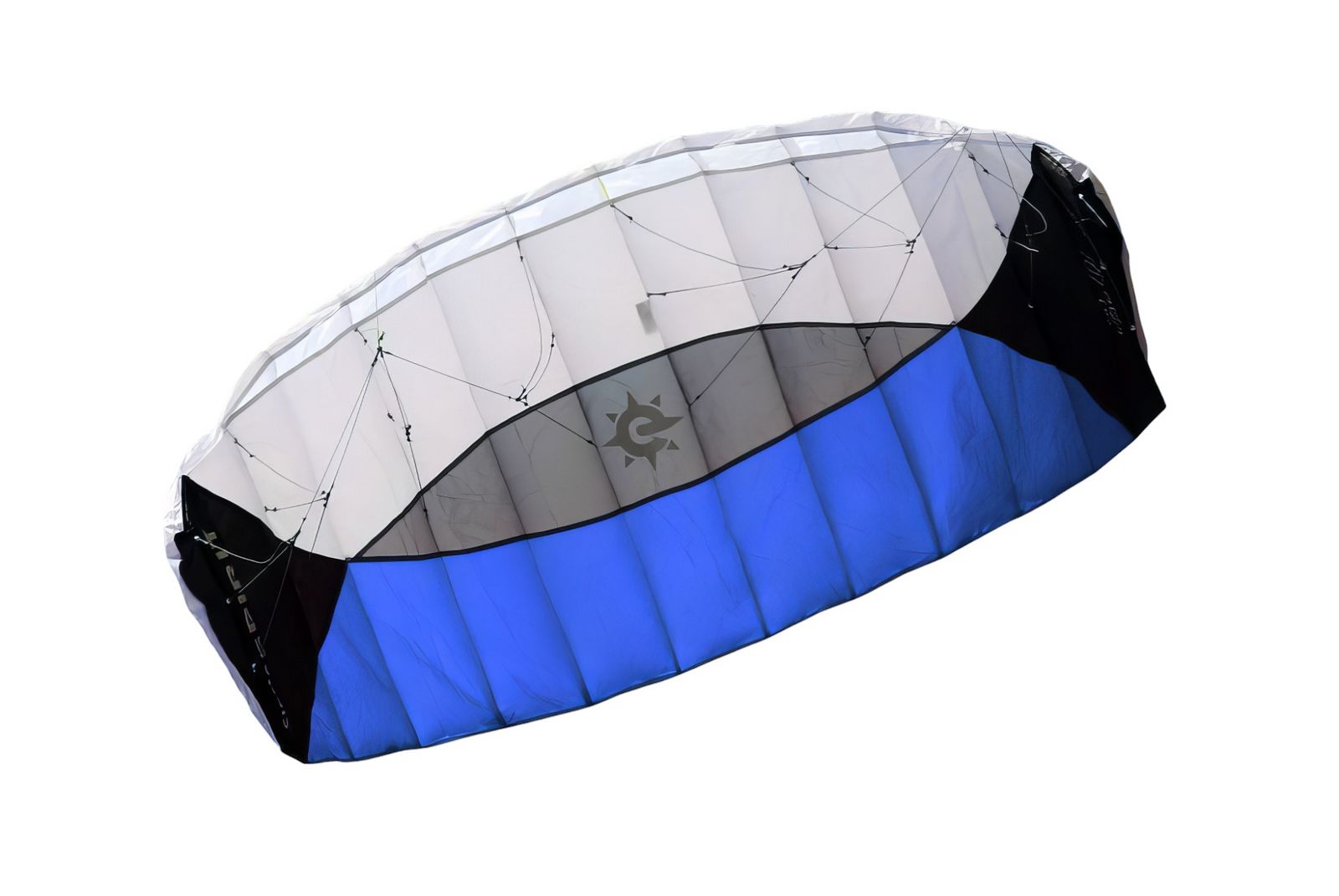 Elliot Sigma Spirit 1.5  Zweileiner-Lenkdrachen (Lenkmatte/Parafoil/2-Leiner) rtf (flugfertig) 140 cm x 50 cm schwarz/weiß/blau