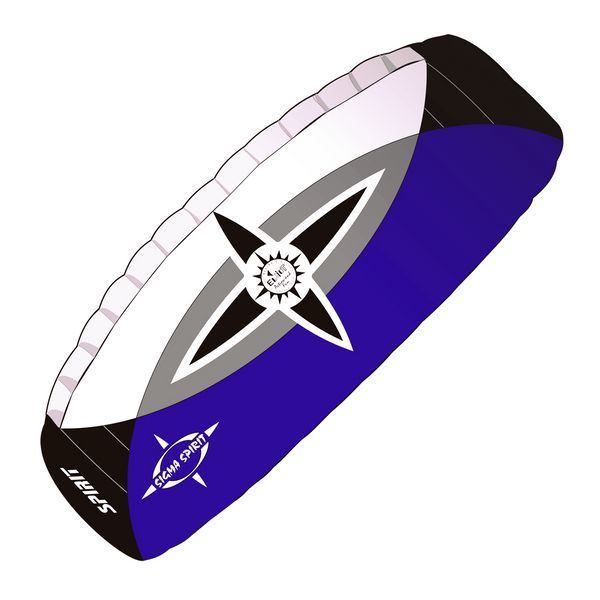 Elliot Sigma Spirit 2.5  Zweileiner-Lenkdrachen (Lenkmatte/Parafoil/2-Leiner) rtf (flugfertig) 220 cm x 90 cm schwarz/weiß/blau