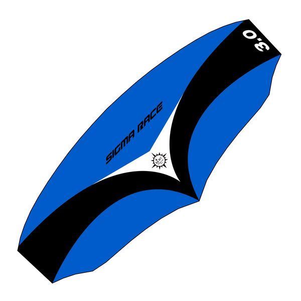 Elliot Sigma Race 3.0  Dreileiner-Lenkdrachen (Lenkmatte/Parafoil/Trainerkite/3-Leiner) rtf (flugfertig) inkl. Controlbar 315 cm x 126 cm schwarz/weiß/blau
