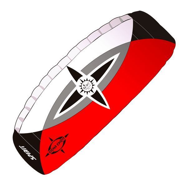 Elliot Sigma Spirit 2.5  Zweileiner-Lenkdrachen (Lenkmatte/Parafoil/2-Leiner) rtf (flugfertig) 220 cm x 90 cm schwarz/weiß/rot