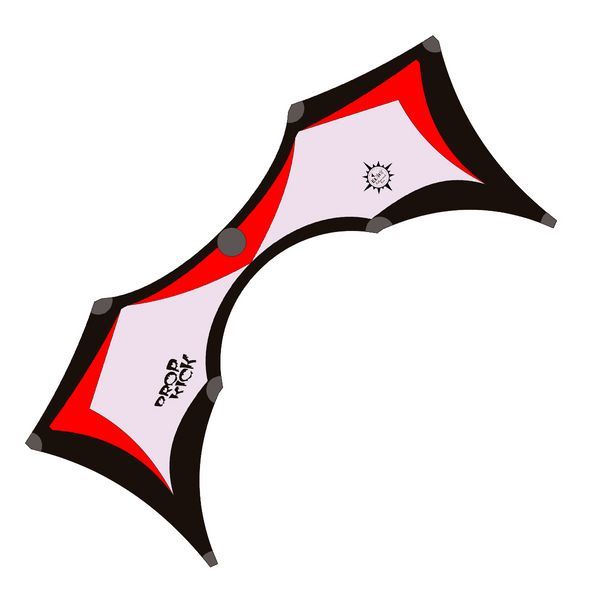 Elliot DropKick 2.0 - Vierleiner-Lenkdrachen/Stabdrachen (4-Leiner) rtf (flugfertig) 200 cm x 81 cm Cfk-Rohr 3 mm - Dynamics D20 schwarz/grau/rot