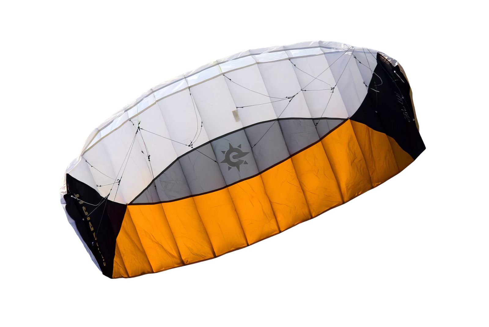 Elliot Sigma Spirit 1.5  Zweileiner-Lenkdrachen (Lenkmatte/Parafoil/2-Leiner) rtf (flugfertig) 140 cm x 50 cm schwarz/weiß/orange