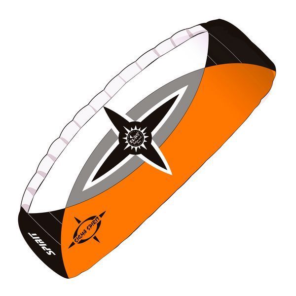 Elliot Sigma Spirit 3.0  Zweileiner-Lenkdrachen (Lenkmatte/Parafoil/2-Leiner) rtf (flugfertig) 270 cm x 110 cm schwarz/weiß/orange