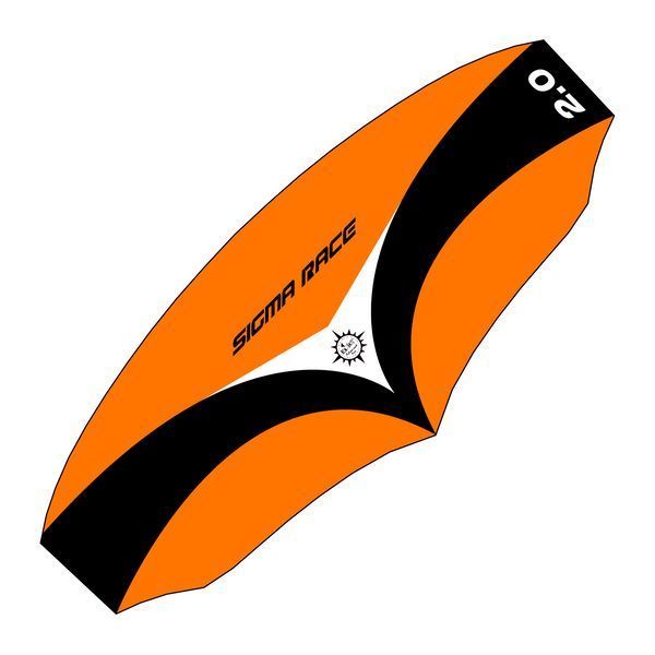 Elliot Sigma Race 2.0  Dreileiner-Lenkdrachen (Lenkmatte/Parafoil/Trainerkite/3-Leiner) rtf (flugfertig) inkl. Controlbar 258 cm x 103 cm schwarz/weiß/orange