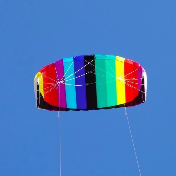 Elliot Sigma Fun 1.3  Zweileiner-Lenkdrachen (Lenkmatte/Parafoil/2-Leiner) rtf (flugfertig) 130 cm x 55 cm rainbow