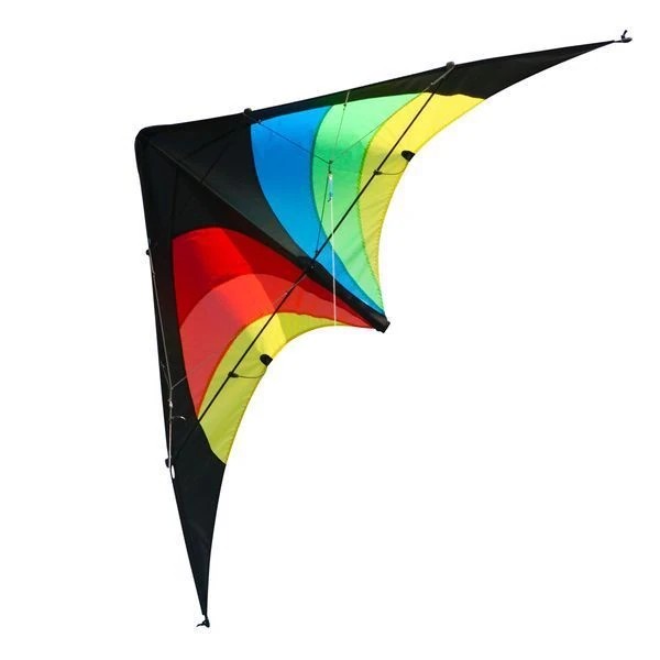 Elliot Delta Stunt - Zweileiner-Lenkdrachen/Stabdrachen (2-Leiner) rtf (flugfertig) 148 cm x 63 cm Gfk-Vollstab 4 mm rainbow/schwarz