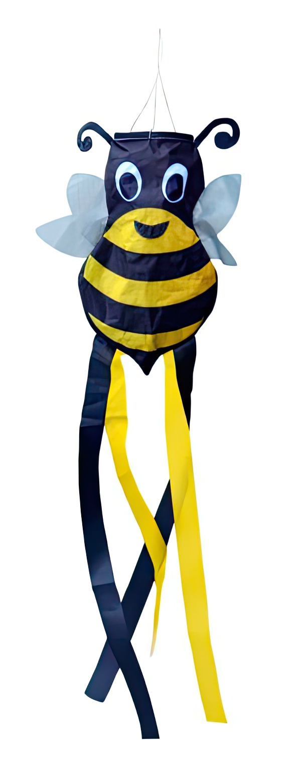 kleiner Windsack (Windfänger) - fröhliche Windrabauken Bella Biene 16 cm x 14 cm x 60 cm schwarz/gelb
