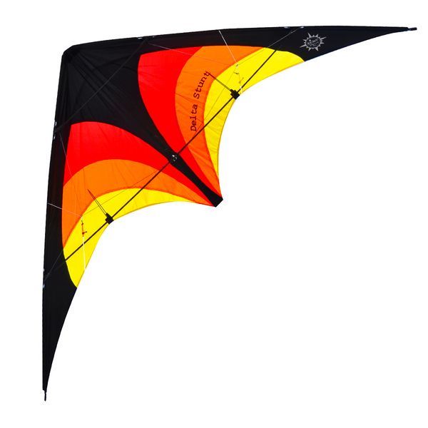 Elliot Delta Stunt - Zweileiner-Lenkdrachen/Stabdrachen (2-Leiner) rtf (flugfertig) 148 cm x 63 cm Gfk-Vollstab 4 mm schwarz/rot/orange