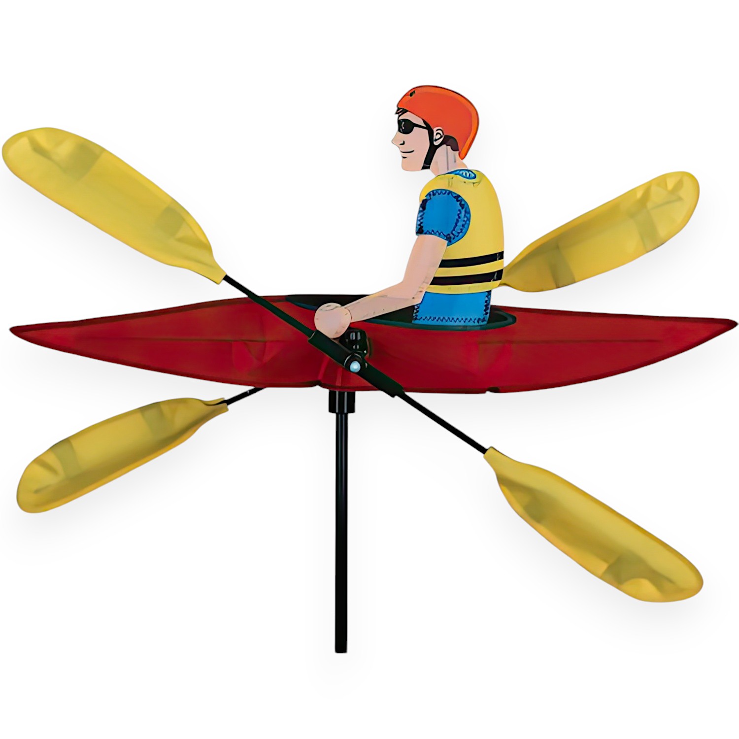 Windspiel stehend - Kajakfahrer Ø 52 cm 50 cm x 21 cm rot/gelb 