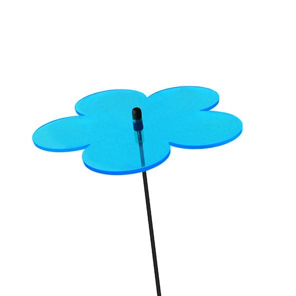 5 Stück - Sonnenfänger Lichtzauber - Blume mini 4 cm inkl. 20 cm Stab blau
