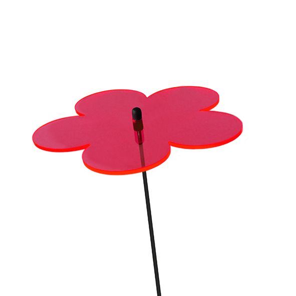 10 Stück - Sonnenfänger Lichtzauber - Blume mini 4 cm inkl. 20 cm Stab rot