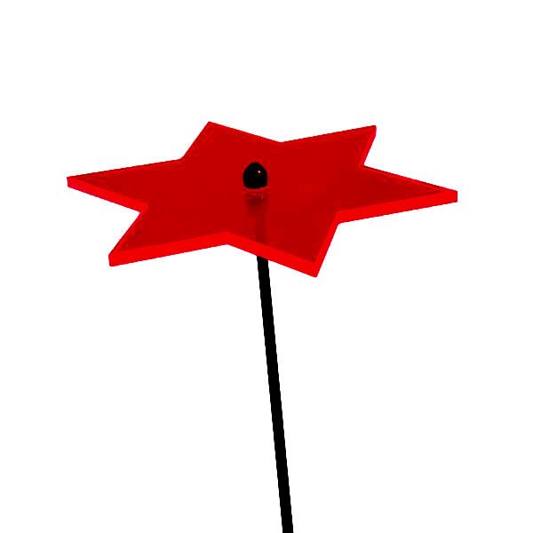 5 Stück - Sonnenfänger Lichtzauber - Stern mini 4 cm inkl. 20 cm Stab rot