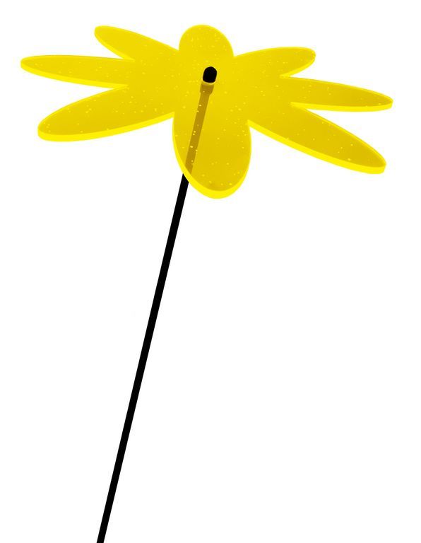 5 Stück - Sonnenfänger Lichtzauber - Blume "Margerite" mini 4 cm inkl. 20 cm Stab gelb