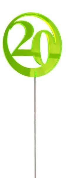 Sonnenfänger Lichtzauber - Jubiläumszahl/Jahreszahl "20" grün 6 cm inkl. 25 cm Stab