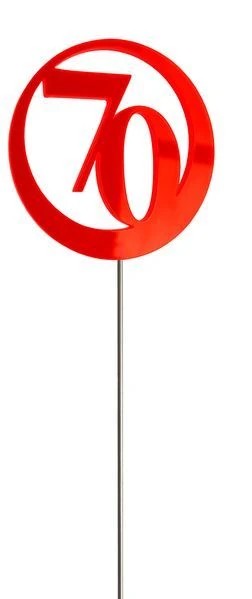 Sonnenfänger Lichtzauber - Jubiläumszahl/Jahreszahl "70" orange 6 cm inkl. 25 cm Stab