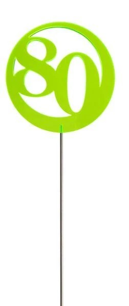 Sonnenfänger Lichtzauber - Jubiläumszahl/Jahreszahl "80" grün 6 cm inkl. 25 cm Stab