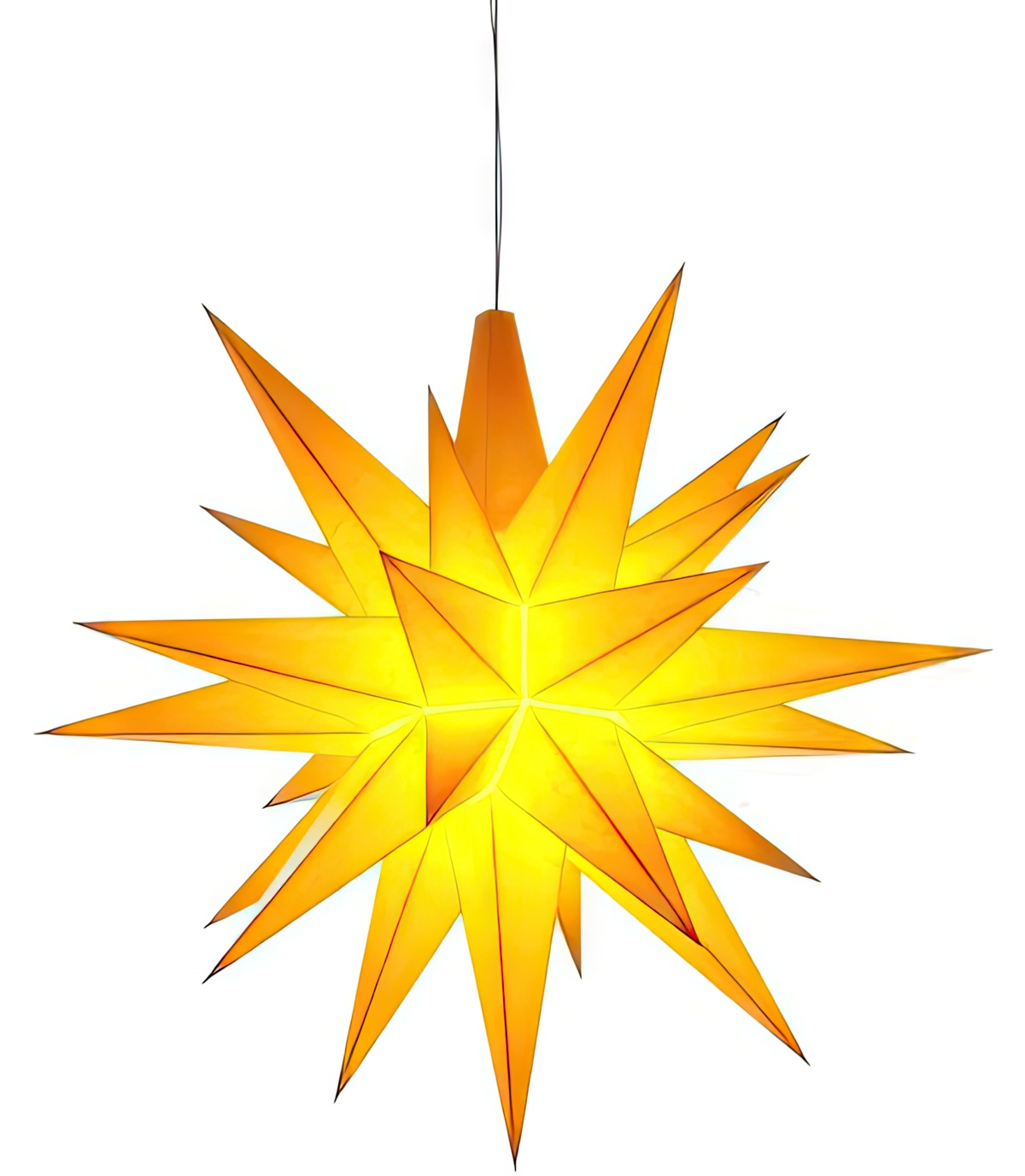 Herrnhuter Stern A1e Ø 13 cm Kunststoffstern inkl. LED - gelb Wunderschöner und sehr hochwertiger Weihnachtsstern für Innen und Außen - das Original mit 25 Zacken