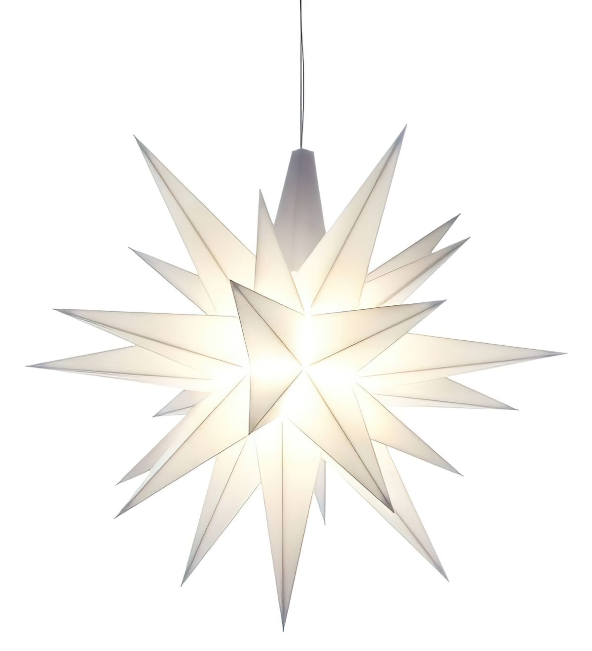 Herrnhuter Stern A1e Ø 8 cm Kunststoffstern inkl. LED - weiß Wunderschöner und sehr hochwertiger Weihnachtsstern für Innen und Außen - das Original mit 25 Zacken