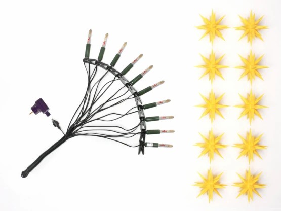 Herrnhuter Sternenkette / Lichterkette mit 10 Sternen  13 cm  Kunststoffstern - gelb LED