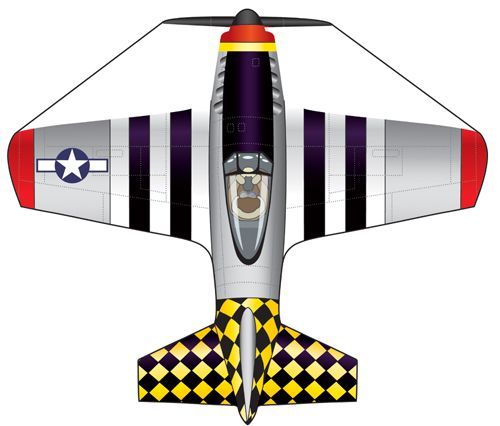 X-Kites Mini Micro Kites - Einleiner-Drachen/Kinderdrachen (1-Leiner) rtf (flugfertig) P 51 Mustang 11 cm x 12 cm