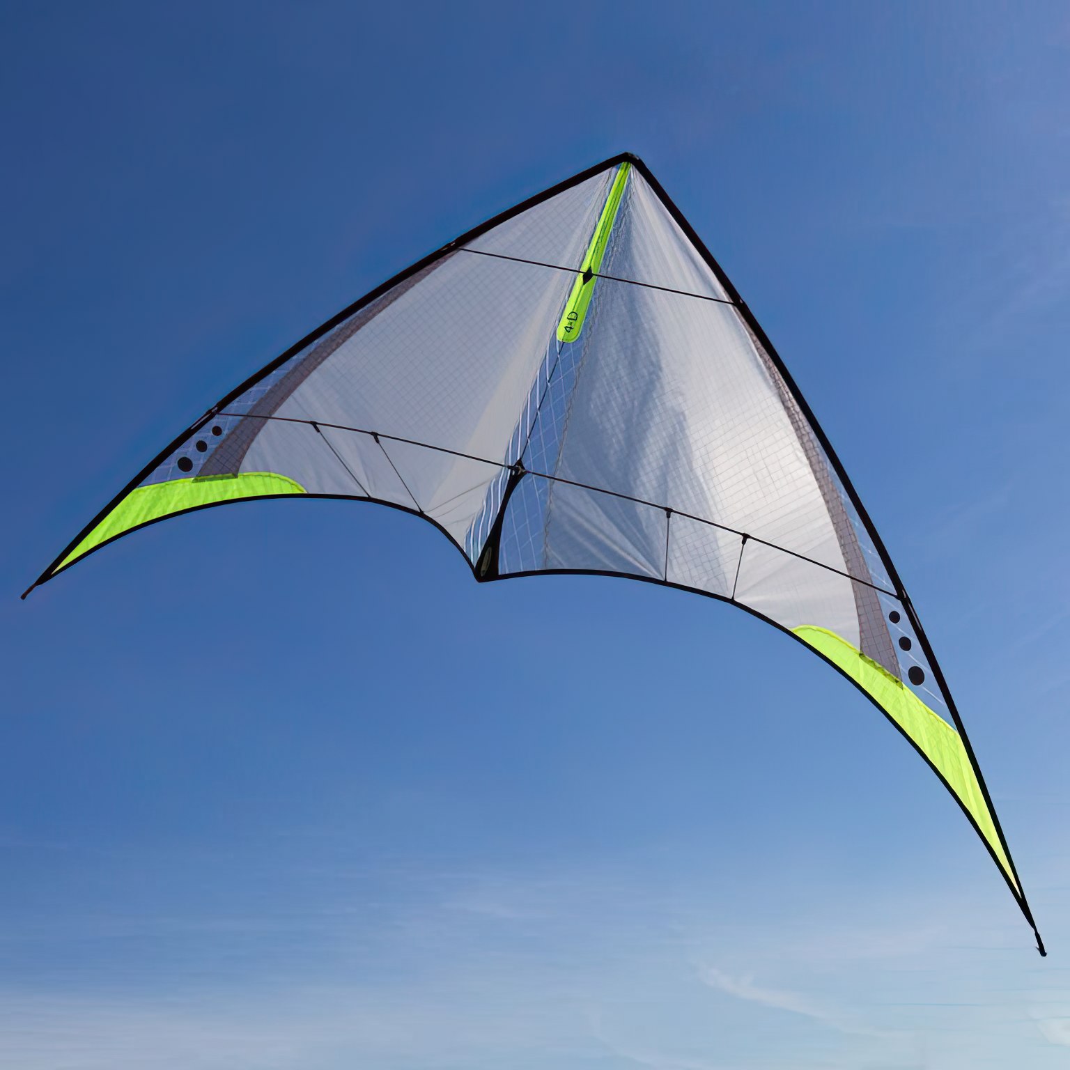 Prism 4-D Graphite Zweileiner-Leichtwind-Lenkdrachen/Stabdrachen (2-Leiner) rtf (flugfertig) 147 cm x 69 cm Kohlefaser/Cfk-Gestänge Graphite