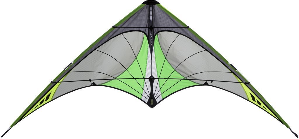 Prism Nexus 2.0 Graphite Zweileiner-Lenkdrachen/Stabdrachen (2-Leiner) rtf (flugfertig) 152 cm x 78 cm Cfk-Gestänge anthrazit/grau/grün