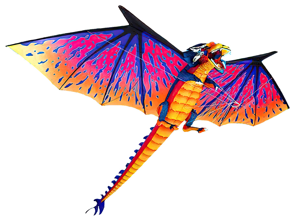 WindNSun 3D-Drache Giant/Kinderdrachen (1-Leiner) (nicht flugfertig) Giant 290 cm x 93 cm Nylon/Polyestertuch mit Druck Gfk-Gestänge rainbow