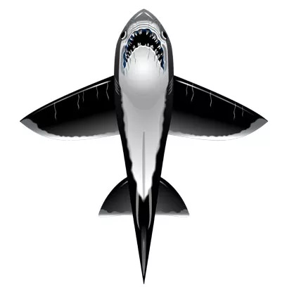 X-Kites Rare Air - Einleiner-Drachen/Kinderdrachen (1-Leiner) rtf (flugfertig) Shark 71 cm - 108 cm