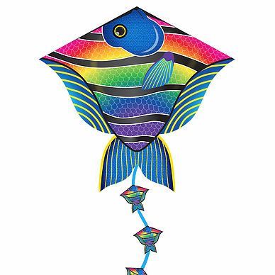 X-Kites DLX Diamond Einleiner-Drachen/Kinderdrachen (Eddy/1-Leiner) rtf (flugfertig) Reef Fisch 67 cm x 63 cm bunt