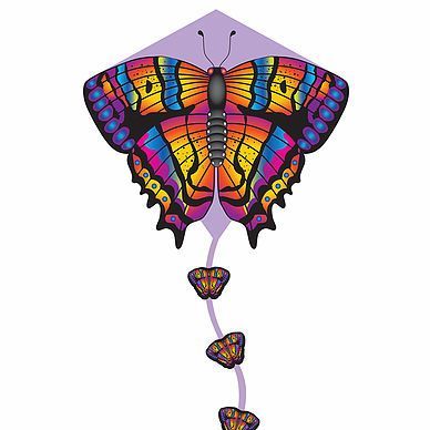 X-Kites DLX Diamond Einleiner-Drachen/Kinderdrachen (Eddy/1-Leiner) rtf (flugfertig) Schmetterling 67 cm x 63 cm bunt