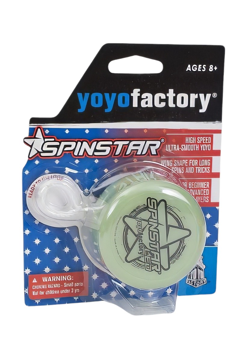 YoYoFactory LED Spinstar GLOW - YoYo für Beginner Fortgeschrittene und Profis Ø 58 mm B 37 mm 61 g fluoreszierend mit patentiertem Spielsystem