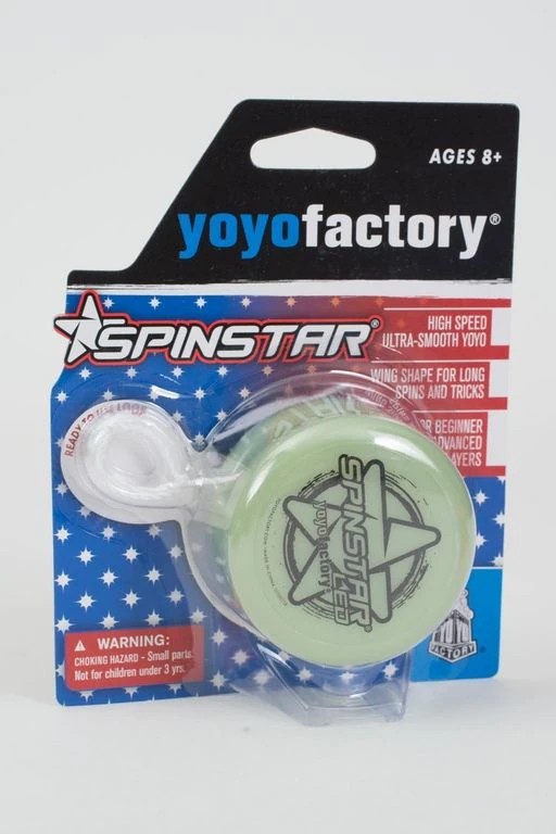 YoYoFactory LED Spinstar GLOW - YoYo für Beginner Fortgeschrittene und Profis Ø 58 mm B 37 mm 61 g fluoreszierend mit patentiertem Spielsystem