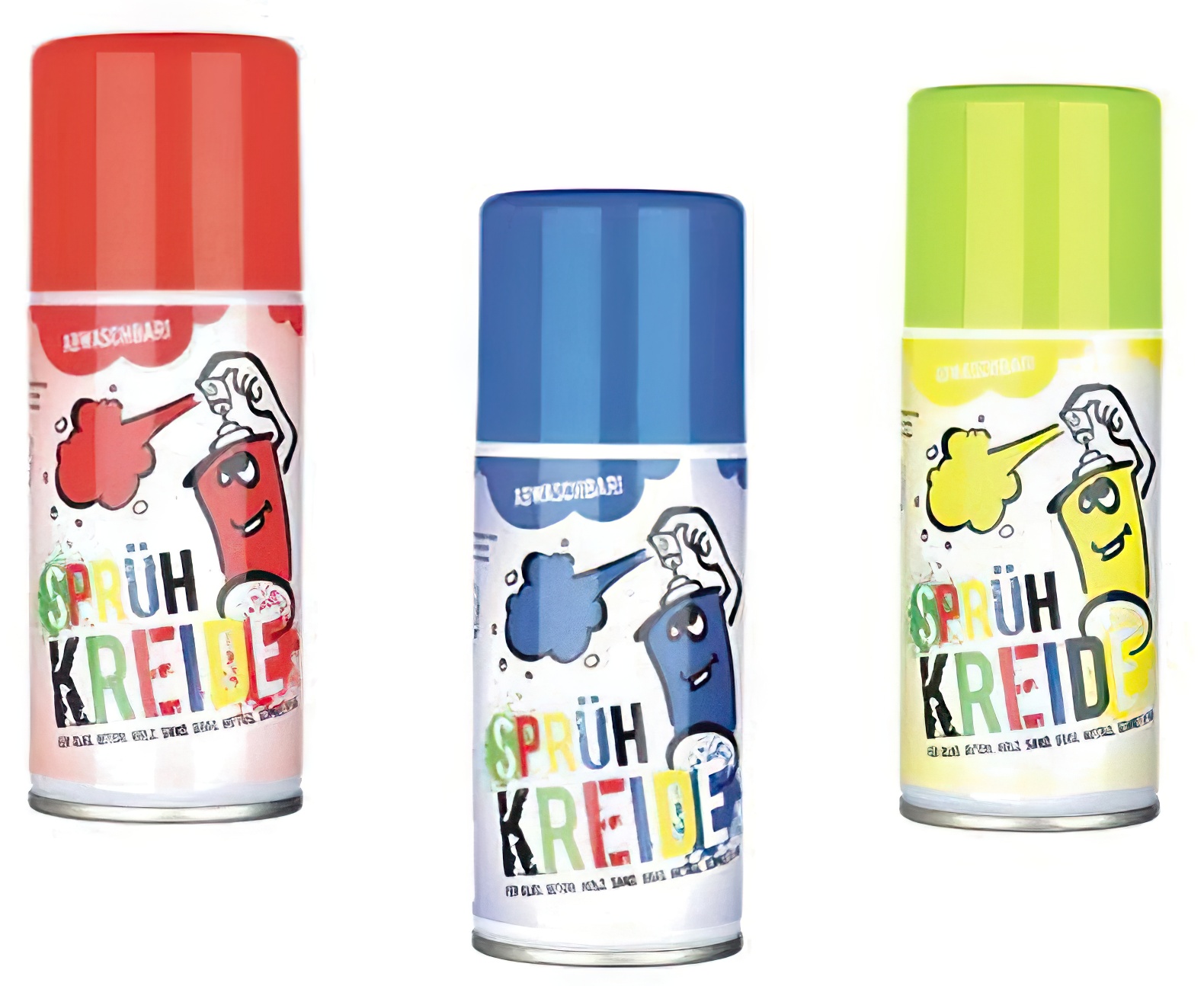 Elliot Sprühkreide - 3 x 150 ml "3er Set" rot blau gelb abwaschbares Fun-Kreidespray (Markierspray) für Spiel Spaß und Fantasie