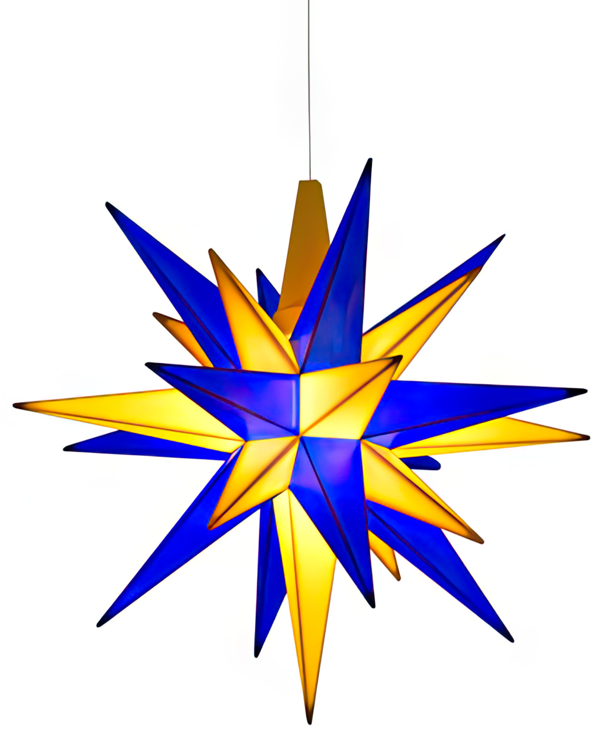 Herrnhuter Stern A1e Ø 13 cm Kunststoffstern inkl. LED - blau/gelb Wunderschöner und sehr hochwertiger Weihnachtsstern für Innen und Außen - das Original mit 25 Zacken