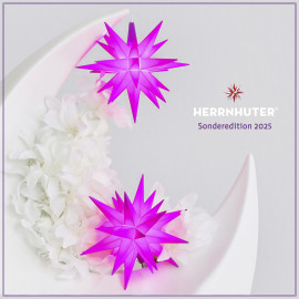 Herrnhuter Stern A1e Ø 8 cm Kunststoffstern inkl. LED - violett - Sonderedition 2025 Wunderschöner und sehr hochwertiger Weihnachtsstern für Innen und Außen - das Original mit 25 Zacken