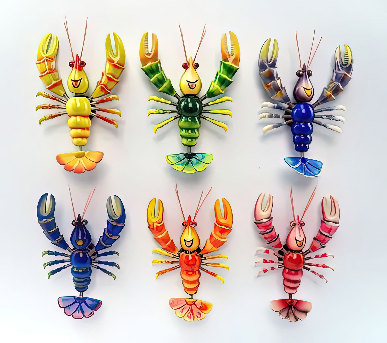 Wackel-Magnete (3D-Motiv) Lustiger Hummer/Funny Lobster Crazy Ocean Life