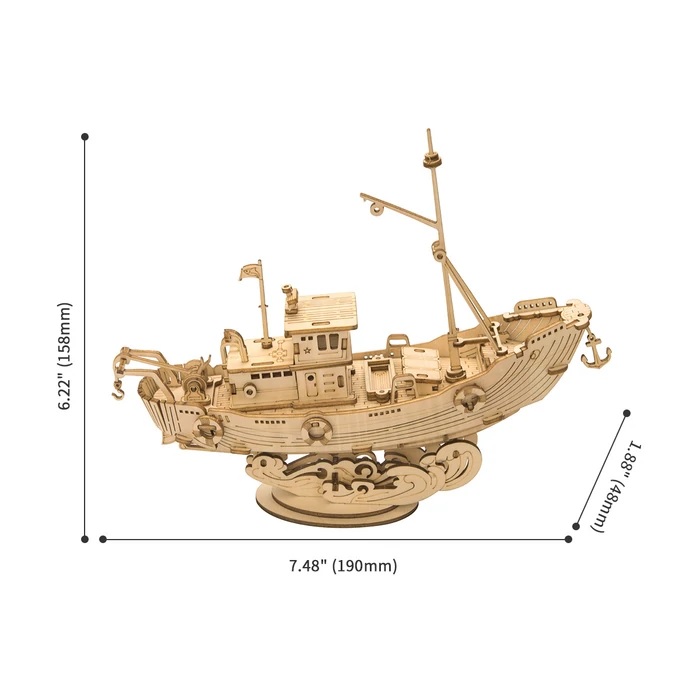 Robotime - DIY - Fishing Ship (DIY 3D Puzzle 19 x 4.8 x 15.8 cm)-/bilder/big/9190470_4.jpg